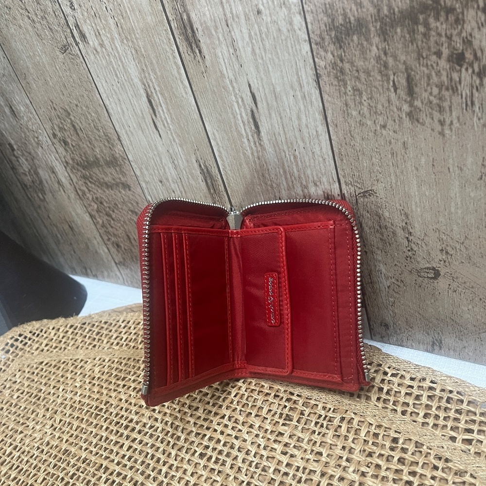 Coach Signature Heart Print Zip Around Small Wallet Red - Picture 4 of 5